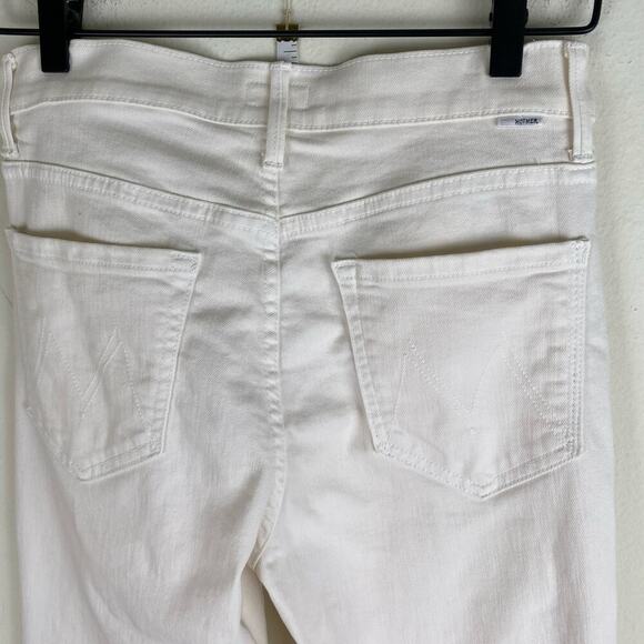 Mother The Rascal Sliced Up Heel Jeans Size 28 Antique White Cream Straight 35in - Picture 9 of 14